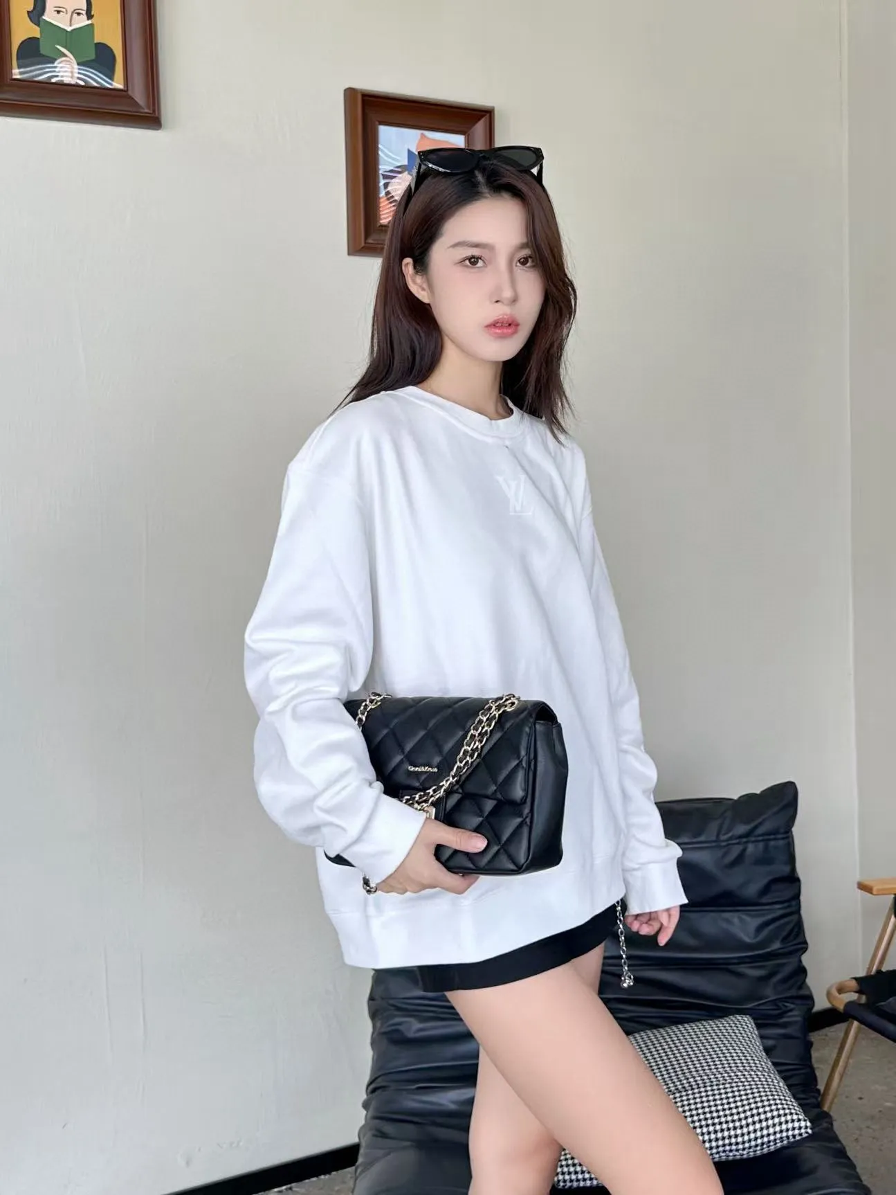 Louis Vuitton/Louis Vuitton 25Fw silicone letter logo round neck sweatshirt